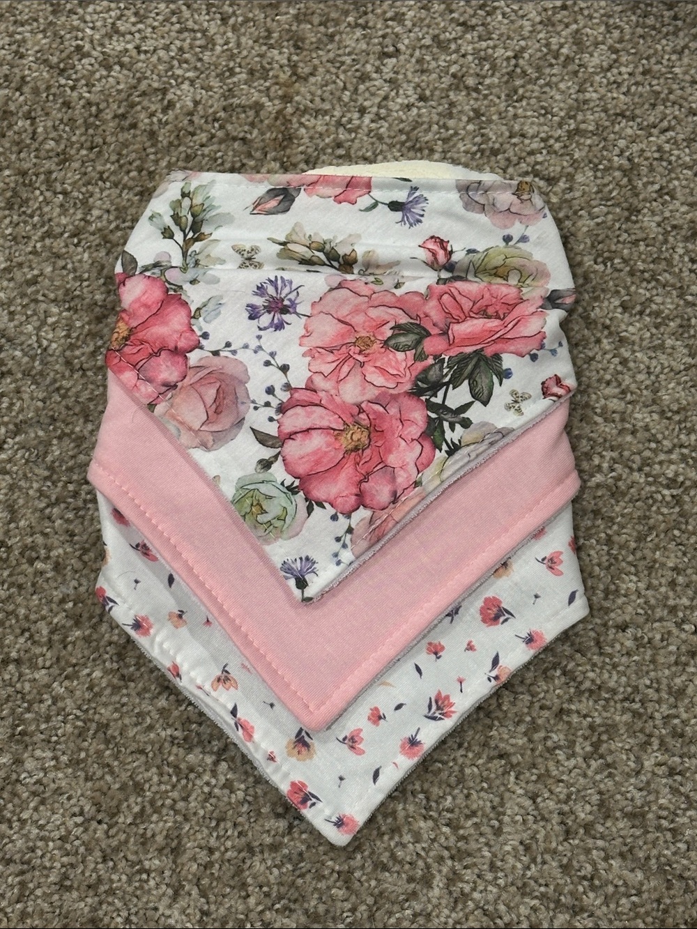 Floral & Pink Baby Bandana Bib Set - Soft Cotton Kids Accessories